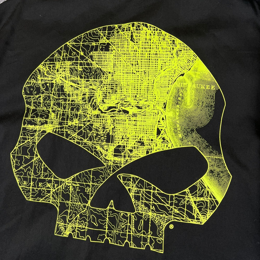 Harley Davidson Shirt Mens 3XL Black Green Skull Milwaukee Riding Button Up - Picture 4 of 10